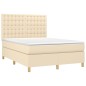 vidaXL Boxspringbett mit Matratze & LED Creme 140x200 cm Stoff vidaXL Boxspringbett mit Matratze & LED Creme 140x200 cm Stoff
