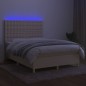 vidaXL Boxspringbett mit Matratze & LED Creme 140x200 cm Stoff vidaXL Boxspringbett mit Matratze & LED Creme 140x200 cm Stoff