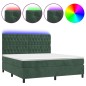 vidaXL Boxspringbett mit Matratze & LED Dunkelgrün 160x200 cm Samt vidaXL Boxspringbett mit Matratze & LED Dunkelgrün 160x200 cm Samt