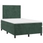 vidaXL Boxspringbett mit Matratze & LED Dunkelgrün 120x200 cm Samt vidaXL Boxspringbett mit Matratze & LED Dunkelgrün 120x200 cm Samt