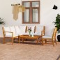5-tlg. Garten-Lounge-Set mit Auflagen Creme Massivholz Akazie 5-tlg. Garten-Lounge-Set mit Auflagen Creme Massivholz Akazie