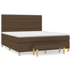 vidaXL Boxspringbett mit Matratze Dunkelbraun 180x200 cm Stoff