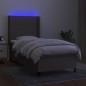 vidaXL Boxspringbett mit Matratze & LED Taupe 100x200 cm Stoff vidaXL Boxspringbett mit Matratze & LED Taupe 100x200 cm Stoff