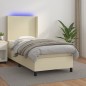 vidaXL Boxspringbett mit Matratze & LED Creme 80x200 cm Kunstleder vidaXL Boxspringbett mit Matratze & LED Creme 80x200 cm Kunstleder