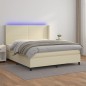 vidaXL Boxspringbett mit Matratze & LED Creme 160x200 cm Kunstleder vidaXL Boxspringbett mit Matratze & LED Creme 160x200 cm Kunstleder