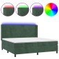 vidaXL Boxspringbett mit Matratze & LED Dunkelgrün 200x200 cm Samt vidaXL Boxspringbett mit Matratze & LED Dunkelgrün 200x200 cm Samt