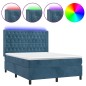 vidaXL Boxspringbett mit Matratze & LED Dunkelblau 140x190 cm Samt vidaXL Boxspringbett mit Matratze & LED Dunkelblau 140x190 cm Samt