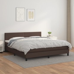 vidaXL Boxspringbett mit Matratze Braun 160x200 cm Kunstleder