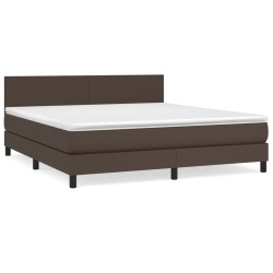 vidaXL Boxspringbett mit Matratze Braun 160x200 cm Kunstleder