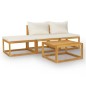 vidaXL 4-tlg. Garten-Lounge-Set mit Auflagen Creme Massivholz Akazie vidaXL 4-tlg. Garten-Lounge-Set mit Auflagen Creme Massivholz Akazie
