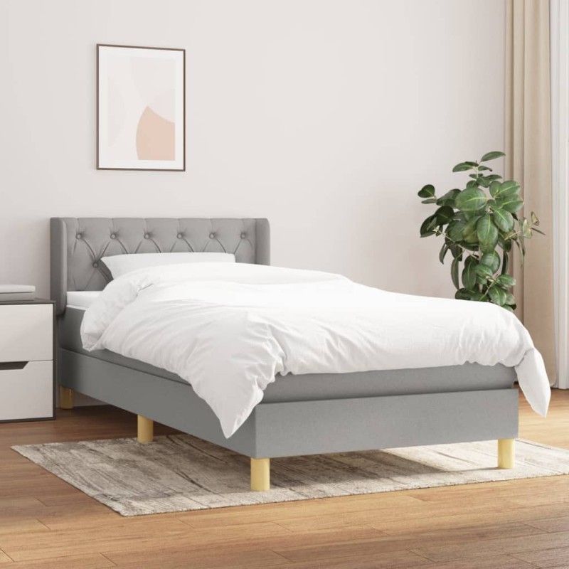 vidaXL Boxspringbett mit Matratze Hellgrau 80x200 cm Stoff vidaXL Boxspringbett mit Matratze Hellgrau 80x200 cm Stoff