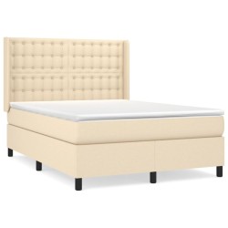 vidaXL Boxspringbett mit Matratze Creme 140x190 cm Stoff