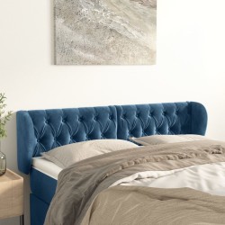 vidaXL Kopfteil mit Ohren Dunkelblau 147x23x78/88 cm Samt