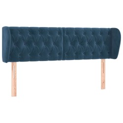 vidaXL Kopfteil mit Ohren Dunkelblau 147x23x78/88 cm Samt