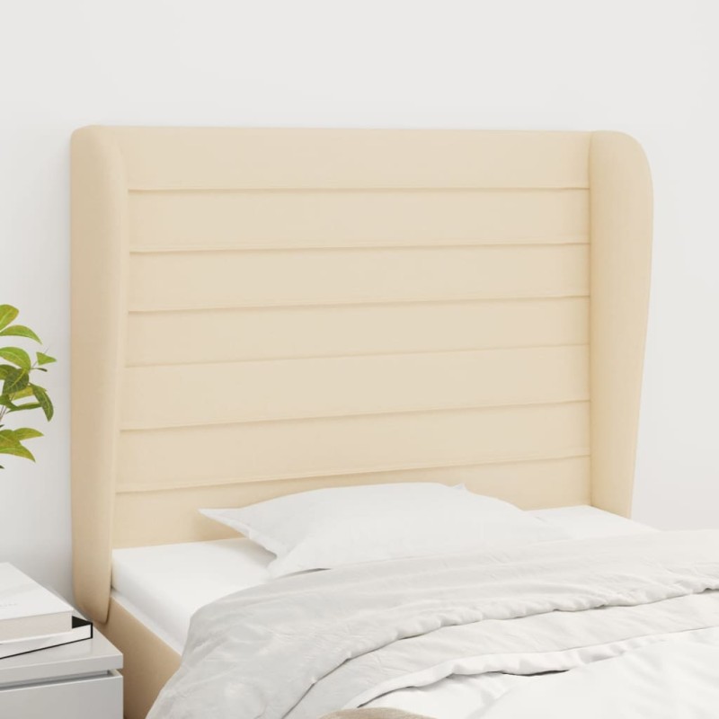 vidaXL Kopfteil mit Ohren Creme 93x23x118/128 cm Stoff