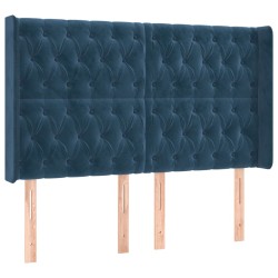 vidaXL Kopfteil mit Ohren Dunkelblau 147x16x118/128 cm Samt