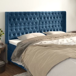vidaXL Kopfteil mit Ohren Dunkelblau 183x16x118/128 cm Samt