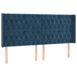 vidaXL Kopfteil mit Ohren Dunkelblau 183x16x118/128 cm Samt
