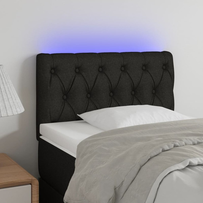 vidaXL LED Kopfteil Schwarz 80x7x78/88 cm Stoff