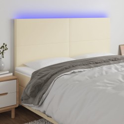vidaXL LED Kopfteil Creme 160x5x118/128 cm Kunstleder
