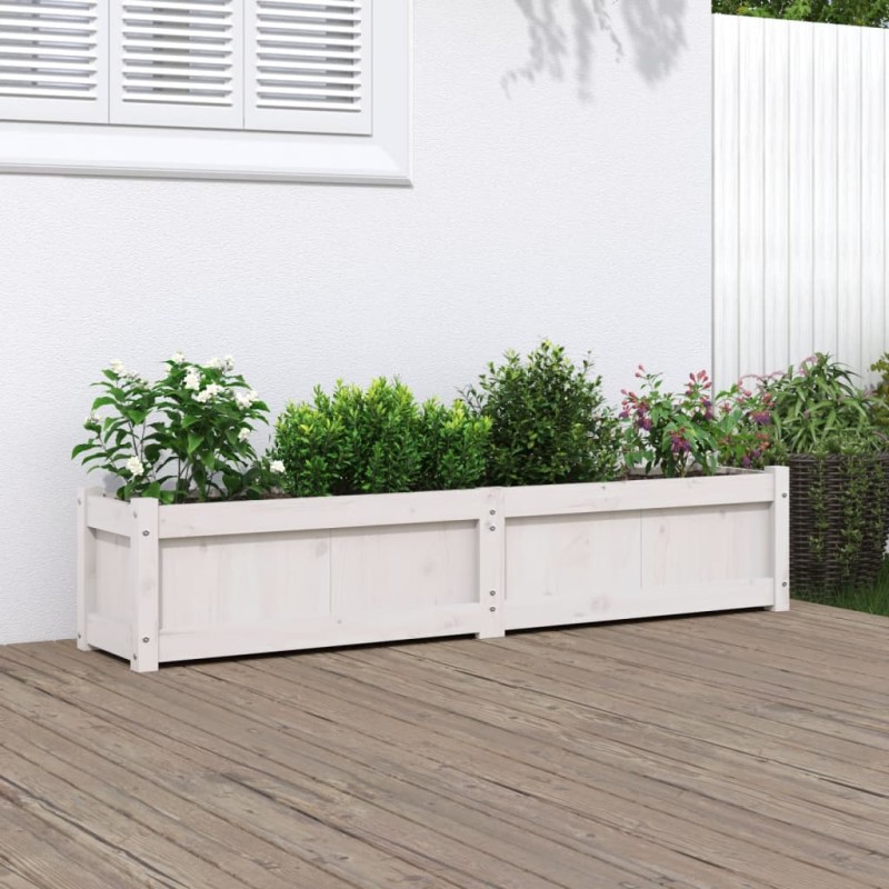 vidaXL Pflanzkübel Weiß 150x31x31 cm Massivholz Kiefer vidaXL Pflanzkübel Weiß 150x31x31 cm Massivholz Kiefer