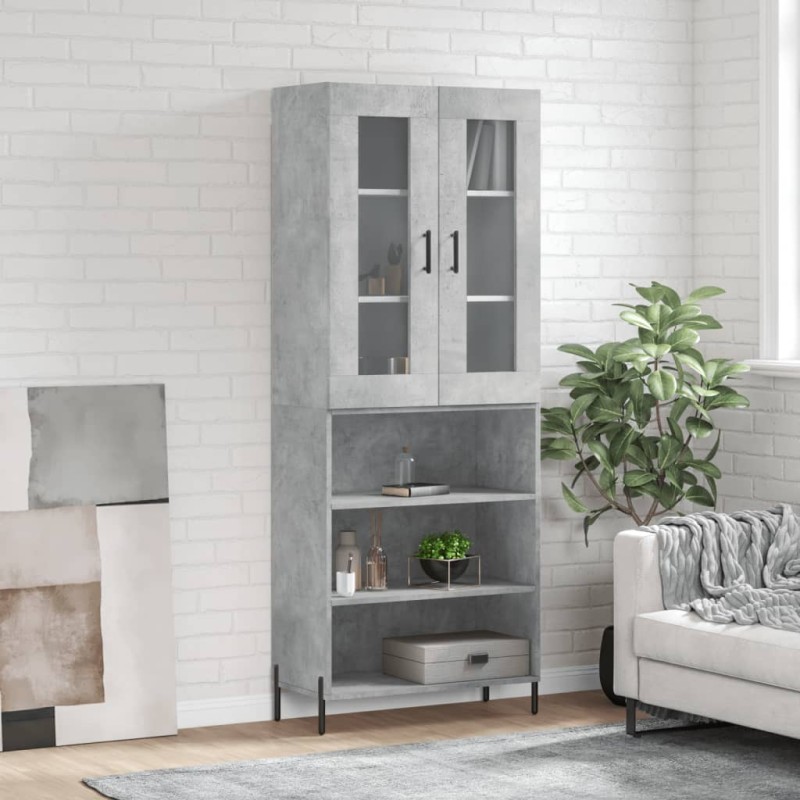 Highboard Betongrau 69,5x34x180 cm Holzwerkstoff Highboard Betongrau 69,5x34x180 cm Holzwerkstoff
