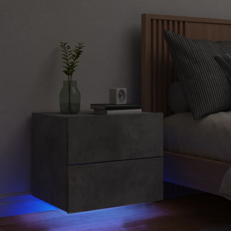 vidaXL Wand-Nachttisch mit LED-Leuchten Betongrau vidaXL Wand-Nachttisch mit LED-Leuchten Betongrau