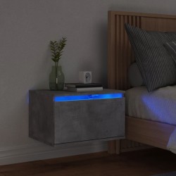vidaXL Wand-Nachttisch mit LED-Leuchten Betongrau