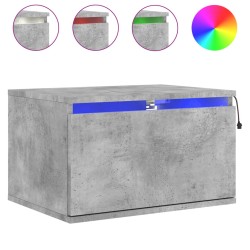 vidaXL Wand-Nachttisch mit LED-Leuchten Betongrau
