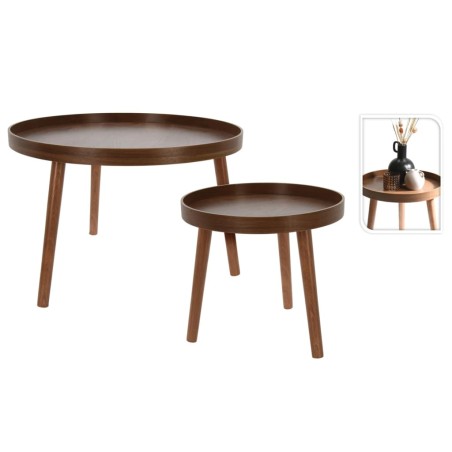 Home&Styling 2-tlg. Beistelltisch-Set Rund Walnussholz-Optik