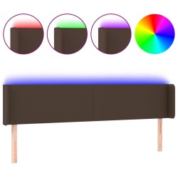 vidaXL LED Kopfteil Braun 163x16x78/88 cm Kunstleder