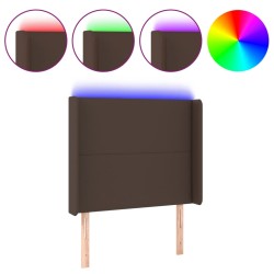 vidaXL LED Kopfteil Braun 83x16x118/128 cm Kunstleder