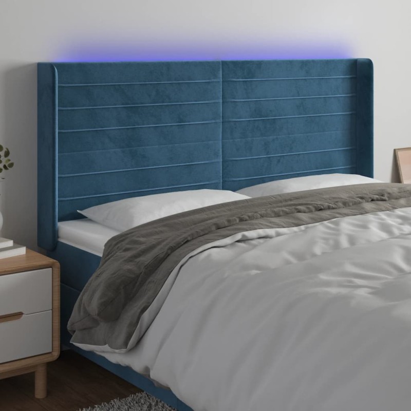 vidaXL LED Kopfteil Dunkelblau 163x16x118/128 cm Samt vidaXL LED Kopfteil Dunkelblau 163x16x118/128 cm Samt