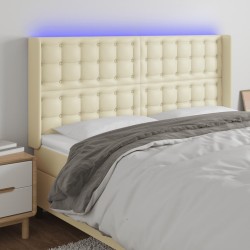 vidaXL LED Kopfteil Creme 147x16x118/128 cm Kunstleder