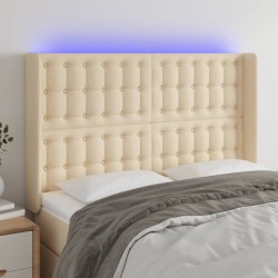 vidaXL LED Kopfteil Creme 147x16x118/128 cm Stoff
