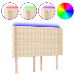 vidaXL LED Kopfteil Creme 147x16x118/128 cm Stoff