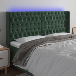 vidaXL LED Kopfteil Dunkelgrün 183x16x118/128 cm Samt 