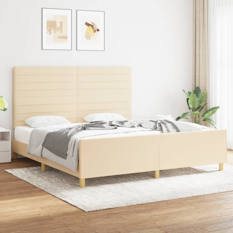 vidaXL Bettgestell mit Kopfteil Creme 180x200 cm Stoff vidaXL Bettgestell mit Kopfteil Creme 180x200 cm Stoff