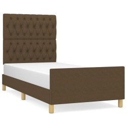 vidaXL Bettgestell mit Kopfteil Dunkelbraun 90x190 cm Stoff