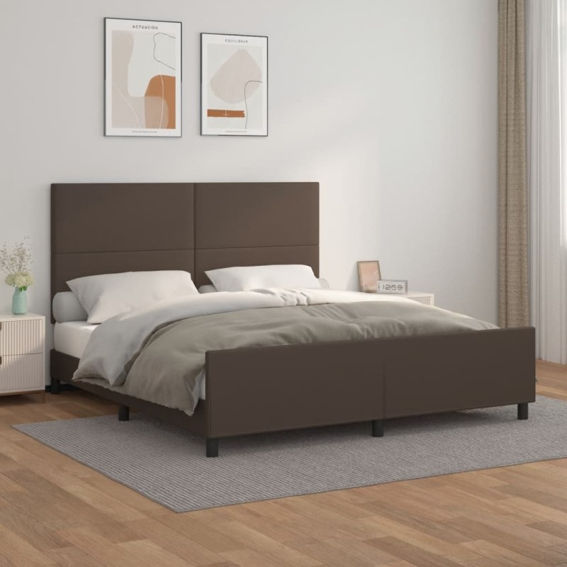 vidaXL Bettgestell mit Kopfteil Braun 160x200 cm Kunstleder vidaXL Bettgestell mit Kopfteil Braun 160x200 cm Kunstleder