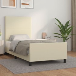 vidaXL Bettgestell mit Kopfteil Creme 80x200 cm Kunstleder