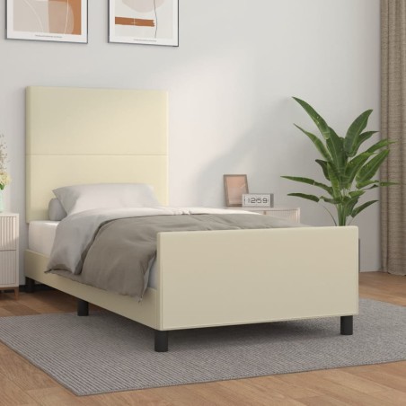 vidaXL Bettgestell mit Kopfteil Creme 80x200 cm Kunstleder