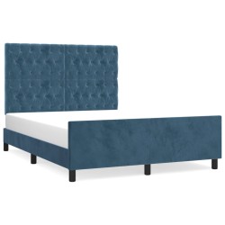 vidaXL Bettgestell mit Kopfteil Dunkelblau 140x200 cm Samt