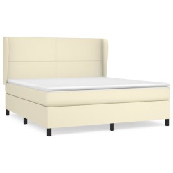 vidaXL Boxspringbett mit Matratze Creme 160x200 cm Kunstleder