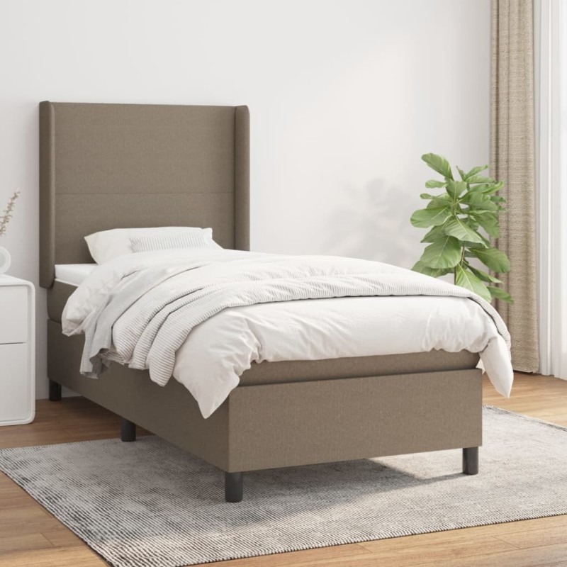 vidaXL Boxspringbett mit Matratze Taupe 100x200 cm Stoff vidaXL Boxspringbett mit Matratze Taupe 100x200 cm Stoff
