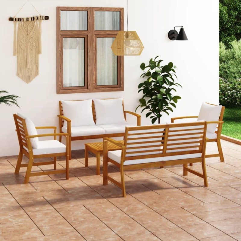 vidaXL 5-tlg. Garten-Lounge-Set mit Auflagen Massivholz Akazie vidaXL 5-tlg. Garten-Lounge-Set mit Auflagen Massivholz Akazie