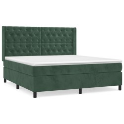 vidaXL Boxspringbett mit Matratze Dunkelgrün 160x200 cm Samt