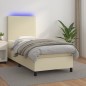 vidaXL Boxspringbett mit Matratze & LED Creme 80x200 cm Kunstleder vidaXL Boxspringbett mit Matratze & LED Creme 80x200 cm Kunstleder