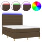 vidaXL Boxspringbett mit Matratze & LED Dunkelbraun 140x190 cm Stoff vidaXL Boxspringbett mit Matratze & LED Dunkelbraun 140x190 cm Stoff
