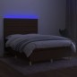 vidaXL Boxspringbett mit Matratze & LED Dunkelbraun 140x190 cm Stoff vidaXL Boxspringbett mit Matratze & LED Dunkelbraun 140x190 cm Stoff